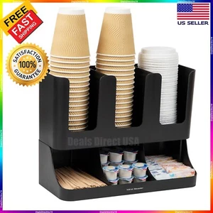 Coffee Condiment Organizer and Cup Storage Station Caddy Countertop Tea Bar - Picture 1 of 16
