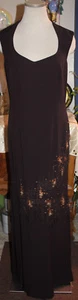 Daymor Couture brown sateen sequin beaded wedding formal evening long dress 8 - Picture 1 of 5