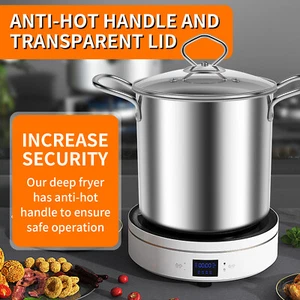 Deep Fryer Pot with Basket 3.5L Deep Frying Pot with Clear Lid Stainless DeRrT - Picture 1 of 11