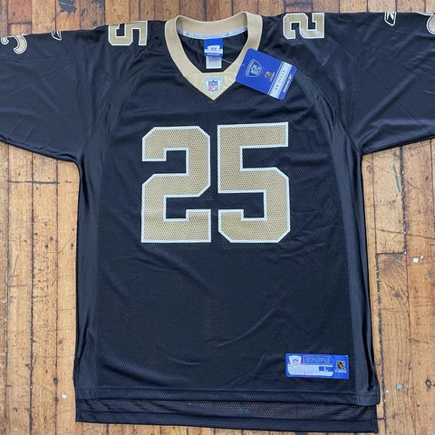 NEW ORLEANS SAINTS ~ Reggie Bush #25 ~ Large Black Reebok Football Jersey ~ NEW Cover