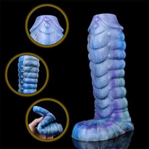 Fantasy Ribbed Dragon Penis Sleeve Soft Silicone Sheath Stretchable Dildo sexToy - Picture 1 of 9