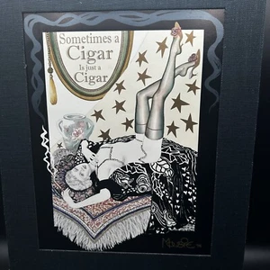 Póster artístico MOUSIE Cigar Girl artista de Nueva Orleans 1998 vintage mate 16" x 12" - Imagen 1 de 17