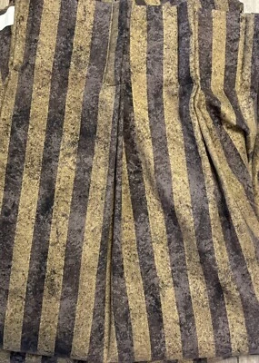 CORTINAS A RAYAS DORADAS PESADAS Y MARRONES PLISADAS PERSONALIZADAS 66"X86" CADA PANEL Foto 1 de 4