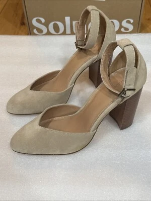 Soludos女式Collette 3.5英寸高跟鞋9.5沙婚礼鸡尾酒会堆叠 — 第 1/4 张图片