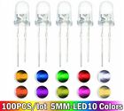 Round LED Light Diode Electronics Kit F5 5MM 10 Color Through Hole Package 100Pc