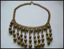 Dangling Bib Necklace Vintage Egyptian Revival Bookchain
