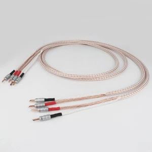 1pair 8TC 6N OCC Wire with Red Copper BFA Banana Plug HiFi Audio Speaker Cable - Picture 1 of 8
