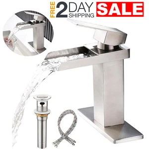 Grifo De Cascada 3 Hole Para Lavabo Grifería Baño Llave Lavamanos Modernos Sink - Picture 1 of 7