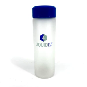 Liquid I.V. Clear Frosted Glass Water Bottle 8” Tall with Screw Cap UNUSED New - Picture 1 of 6