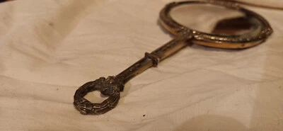 Lourd Miroir face à main argent massif XIXeme verre biseauté bon état - Photo 1/4