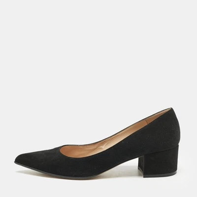 Zapatos de salón Gianvito Rossi de gamuza negros punta piper tacón bloque talla 39 Foto 1 de 4