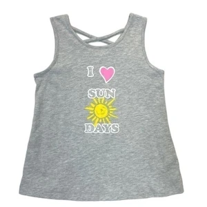 I Love Sun Days Graphic Tank Top Size 14/16 heart sun glitter sleeveless gray - Picture 1 of 6