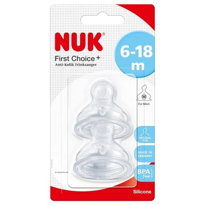 NUK 10125018 First Choice+ Anti-Colic-Trinksauger Größe 2 6-18 Monate 2er Pack