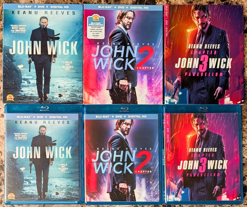 Лот товаров Blu-ray DVD John Wick Trilogy Chapter 2 3 Parabellum набор из 6 дисков с чехлом - Изображение 1 из 1