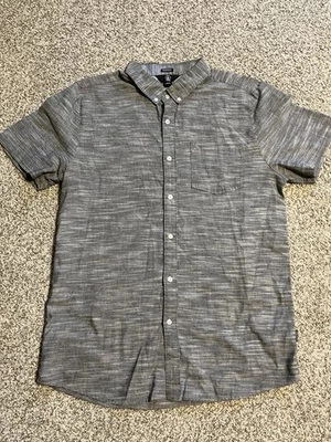 Men's Volcom Gray Button Down Short Sleeve Shirt, Size XL - Image 1 of 2