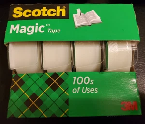 3M Scotch Magic Tape In Dispenser Portatile 3/4" x 300" 1" Core Trasparente 4/Confezione 4105 - Foto 1 di 4