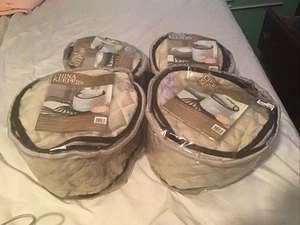 Vtg Set of 4 Quilted Cloth China Keepers Dish Vinyl Dinnerware Storage Dust Bags - Picture 1 of 7