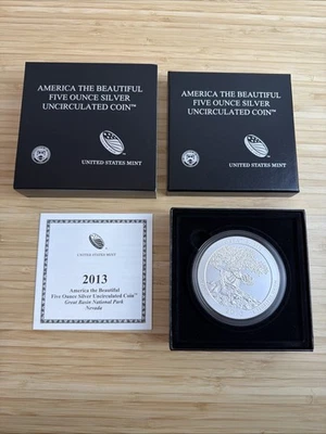 America the Beautiful Five Ounce Silver Quarter Coin Great Basin 2013 NQ7 - Image 1 of 4