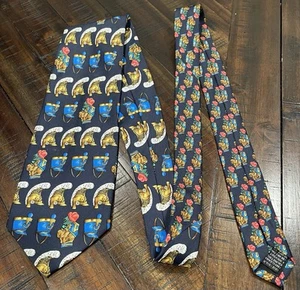 Gianni Versace Vintage Necktie Silk Made In Italy Dog Helmet Centurion - Picture 1 of 4