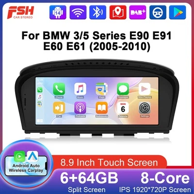 Für BMW E60 E61 E90 E91 8.8'' 64GB Android 14 Autoradio CarPlay 8 Core GPS Navi - Bild 1 von 4
