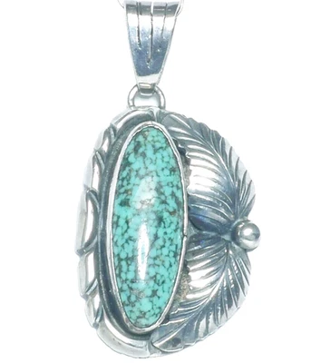 Sterling Shadowbox Anhänger Türkis  made USA authentic native navajo Handarbeit - Bild 1 von 4