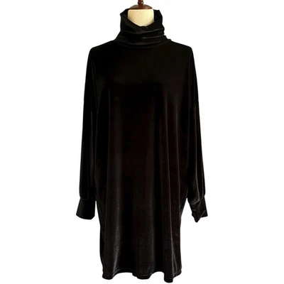 Vestido Urban Outfitters Terciopelo Cuello Alto M Negro Minimalista Vacaciones Hecho en EE. UU. Foto 1 de 4