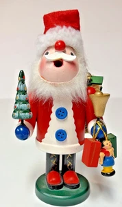 Bruciatore/affumicatore incenso in legno Babbo Natale tedesco con tela zaino regali campana albero - Foto 1 di 8