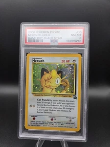 Pokemon TCG Game Boy Black Star Promo Meowth #10 PSA 8 Holo Swirl - Picture 1 of 6