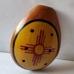 Clay Flute Whistle Hand Made 4" Painted Ocarina Musical Instrument Peruvian CHIP - Picture 1 of 6
