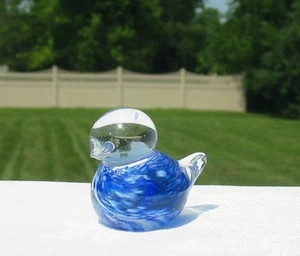 Vintage Blown Glass Blue Bird Gusum Sweden Art Handmade Tiny Mini Itty Bitty Old - Picture 1 of 6