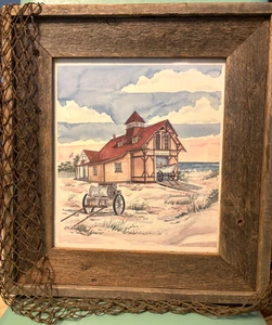 Donna Elias Indian River Life Saving Station Framed Print Weathered Wood Net '98 - Picture 1 of 5