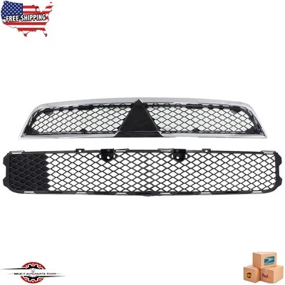 Fits 2008-2015 Mitsubishi Lancer New Front Bumper Upper & Lower Grille Assembly Foto 1 de 4