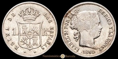  Isabel II 1 Real (1,28g) 1860 Barcelona AC-285 EBC - Image 1 of 3
