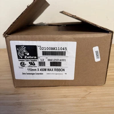 Estuche de 12x Cinta de Cera Zebra Technologies Serie 2100 110mmx450m 02100BK11045 Foto 1 de 3