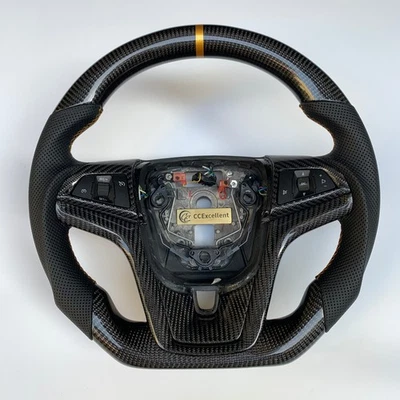 For Chevrolet Malibu Camaro 2013-2015 Custom Real Carbon Fiber Steering Wheel - Image 1 of 4