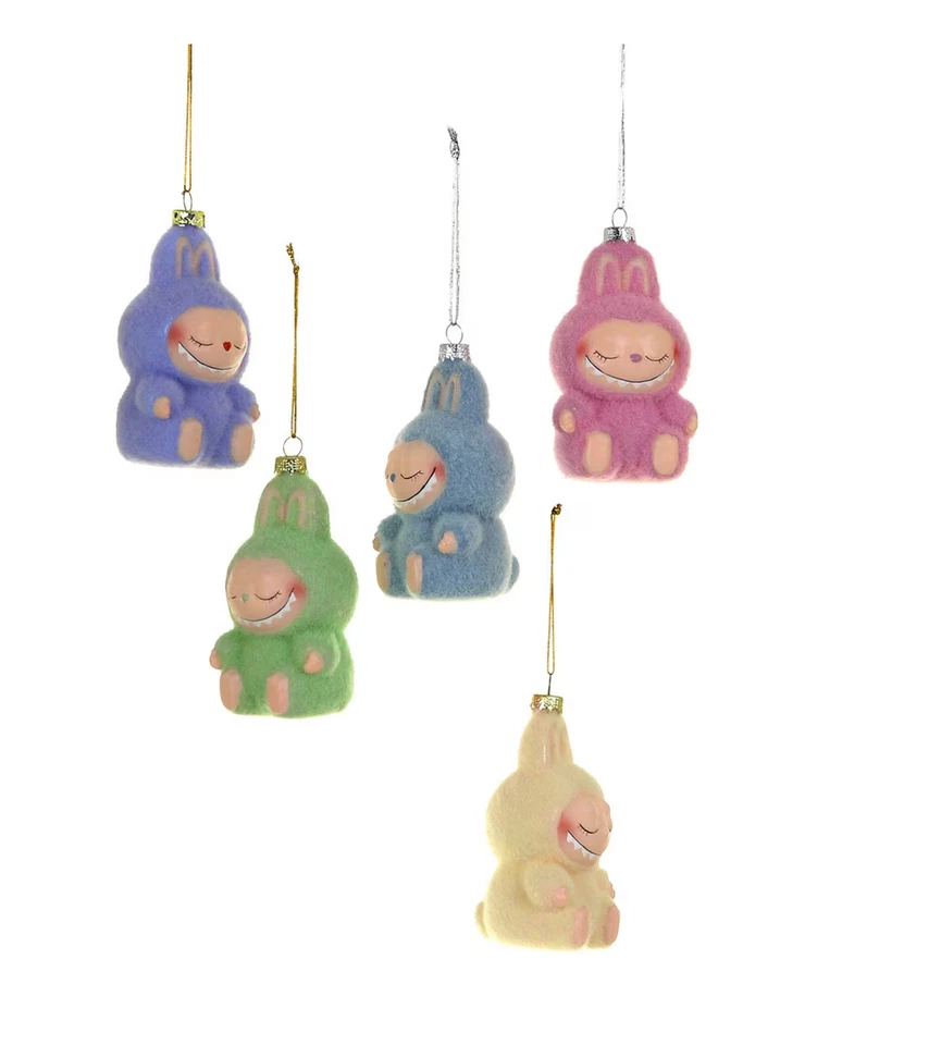 CODY FOSTER Sleeping Fuzzy Monster Glass Christmas Ornaments You Pick New 2025 Labubu Face