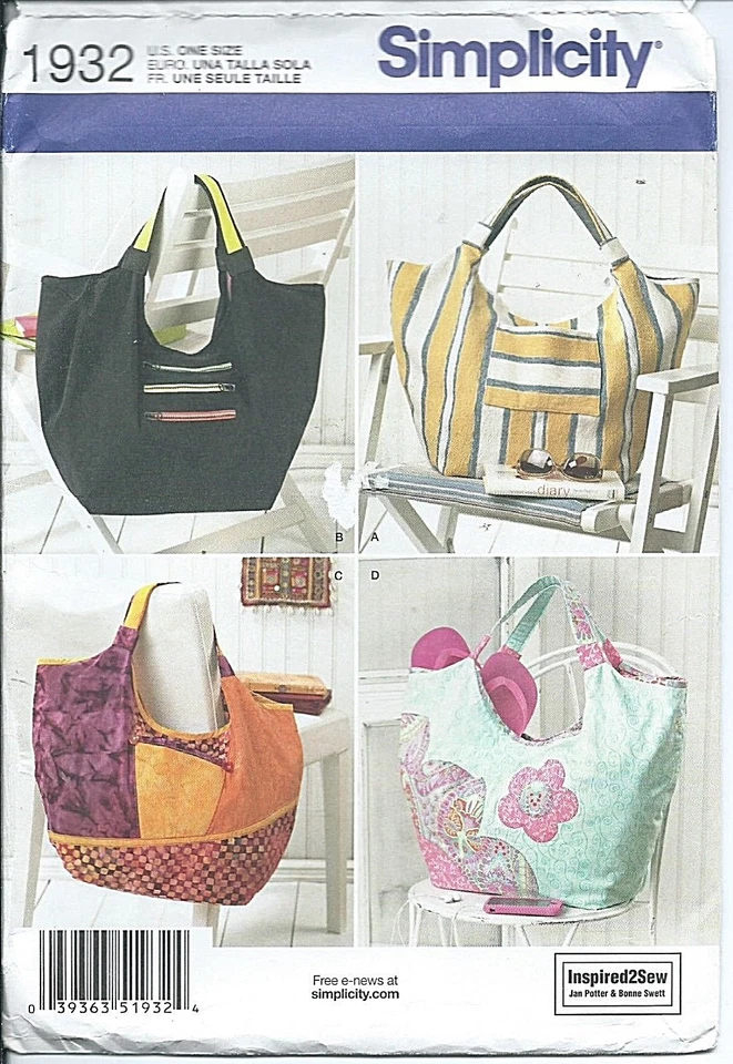 S 1932 sewing pattern Designer Style BAGS in 4 versions Chic PURSE Handbag UNCUT - Image 1 of 1