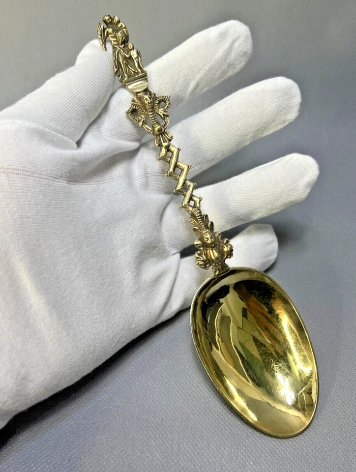 1879 Gild Sterling Silver John Figg London Special Serving Spoon St.Antony Demon - Image 1 of 4