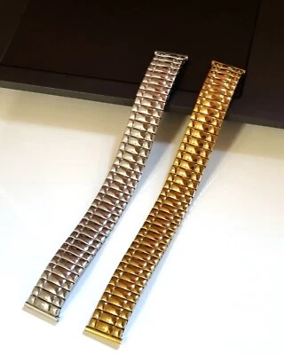 Edelstahl Stretch-Uhrenarmband  Zugband Flexband  Silber/Gold 12 14 16 18 20  - Bild 1 von 4