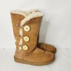 Ugg‎ Australia Button 1873 Triple Button Suede Sheepskin Leather Boots Size 6