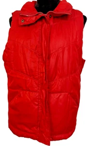 Old Navy Misses Large Vest True Red Quilted Lined Puffer Full Zip Outdoor Hiking - Picture 1 of 7