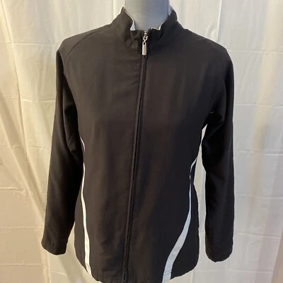Pebble Beach Zip Up Jacket Black W/ White Stripes Size Medium — 第 1/4 张图片