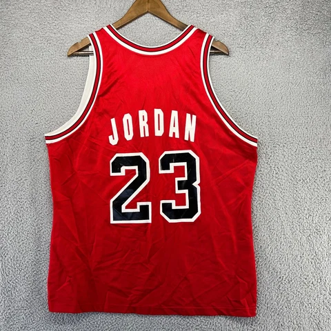 Vintage Champion Michael Jordan Jersey Men's 48 Extra Large Red White Name Bulls Cover