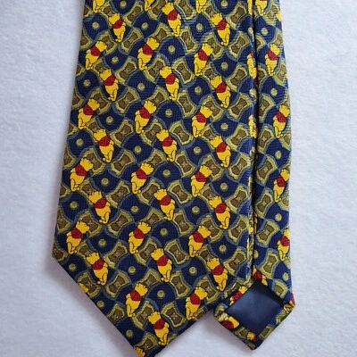 Corbata Disney Para Hombre Azul Amarillo Estampado Winnie the Pooh 100% Poliéster Clásica Foto 1 de 4