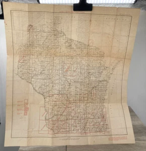 Antique Wisconsin Topographic Map United States Geological Survey 1923 Large 24" - Picture 1 of 21