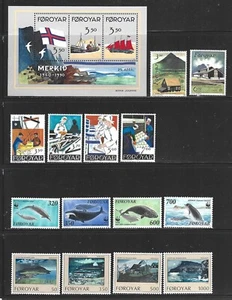 FAROE ISLANDS – 1990 – COMMEMORATIVE STAMPS – 5 ISSUES, 14 STAMPS + SHEET - MNH - Picture 1 of 1