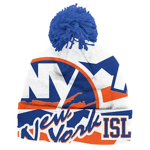NEW YORK ISLANDERS 2014 NHL STADIUM SERIES REEBOK CENTER ICE CUFFED POM KNIT HAT - Picture 1 of 3