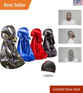 Men's 4PC Silky Durags Set: Elevate Your Style with 360 Wave Essentials - Picture 1 of 9