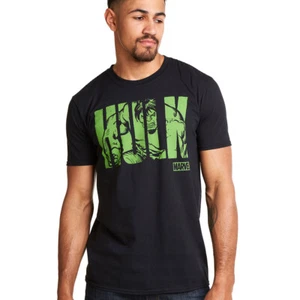 Official Marvel Mens The Hulk Text T-shirt Black S-2XL - Picture 1 of 6