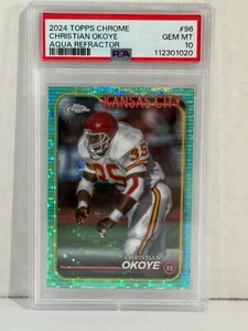 2024 Topps Chrom Christian Okoye Aqua Refractor /199 - PSA 10 - Picture 1 of 2
